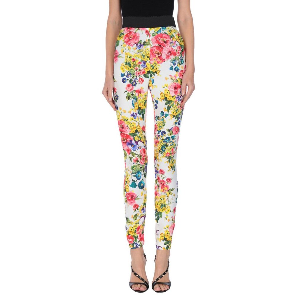 DOLCE & GABBANA PANTS SKINNY TROUSERS FLORAL PRINT LEGGINGS sz IT 40 US 4